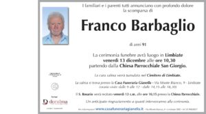 Annuncio funebre - Franco Barbaglio