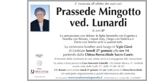 Annuncio funebre - Prassede Mingotto ved. Lunardi